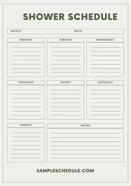 6+ Free Shower Schedule Template for Better Hygiene and Productivity - sample schedule