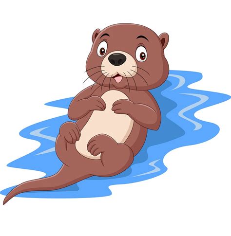 cute otter on water - Clipart World