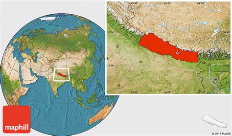 Satellite Location Map of Nepal