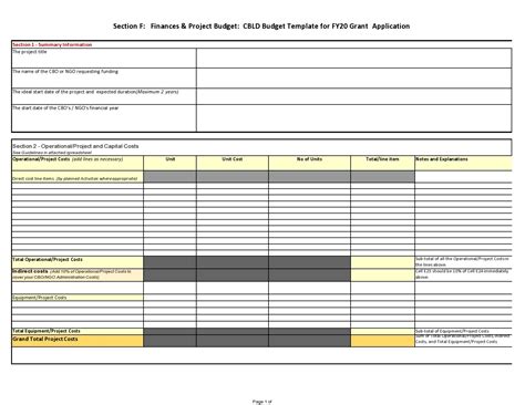 Project Budget Template Word