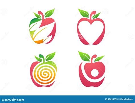 Apple, Logo, Fresh, Fruits Apple, Fruit Nutrition Health Nature Set ...