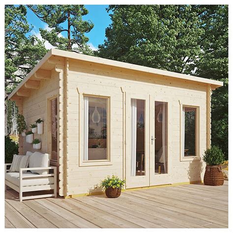 14 x 12ft Sanctuary Log Cabin Garden Room – Pure Garden Buildings