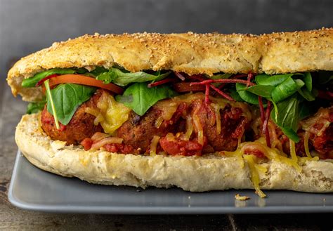 Meatball sandwich, with homemade subway bread - Dailyvegan