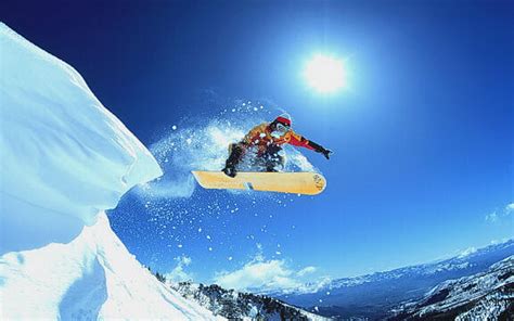 Snowboarding jumps - beautiful winter sports Wallpaper Download 5120x3200