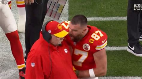 Travis Kelce shoves Andy Reid in anger and throws helmet in wild Super ...