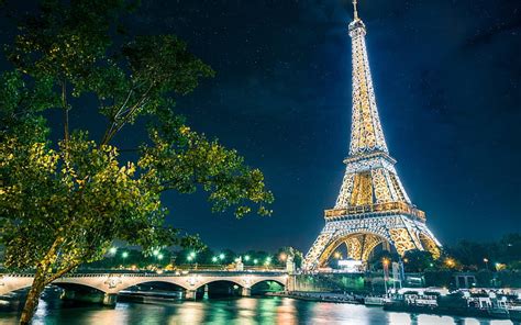 Online crop | HD wallpaper: Paris, The Eiffel Tower, city, night ...