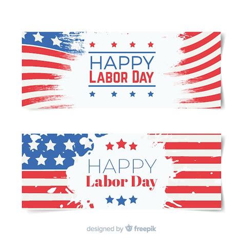 Labor day flag banners | Free Vector