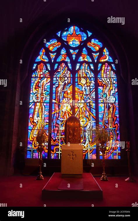 Stained glass window in the Black Abbey in Kilkenny, Ireland Stock Photo - Alamy