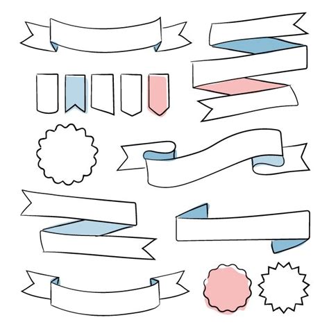 Free Download Hand Drawn Vector Banners & Ribbons | Curly Made | Banner design drawing, Banner ...