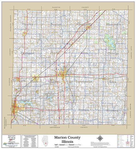 Marion County Illinois 2018 Wall Map | Mapping Solutions