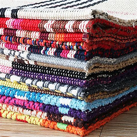 Reversible Hand Woven Cotton Rug Machine Washable Durable Throw Rugs ...