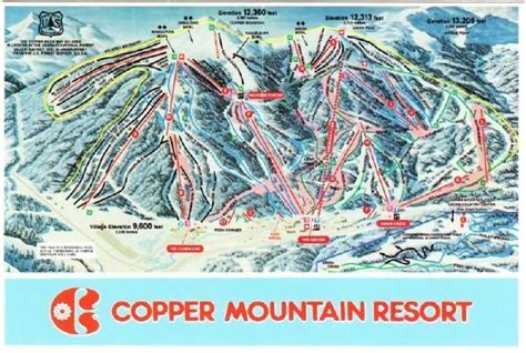 Copper Mountain Ski Resort CO Trail Map 1990s Postcard | Copper mountain, Copper mountain ski ...