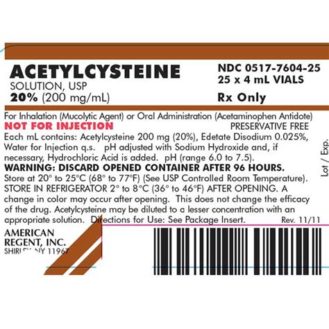 Acetylcysteine Inhalation Solution (Acetaminophen Antidote ...