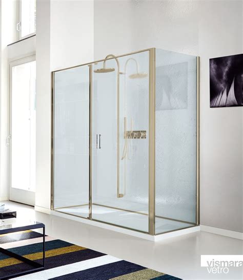 Gold frame shower enclosure for bathroom design by Vismaravetro | Shower enclosure, Framed ...