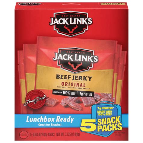 Save on Jack Link's Meat Snack Packs Beef Jerky Original - 5 ct Order Online Delivery | Food Lion