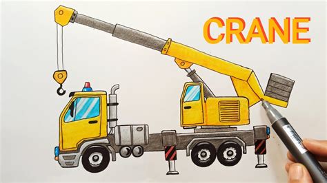 How to draw A Crane Truck Step by Step , crane Drawing , how to draw a crane , crane truck ...