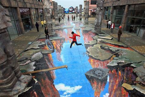 The art of the optical illusion | 3d street art, Pavement art, Street ...