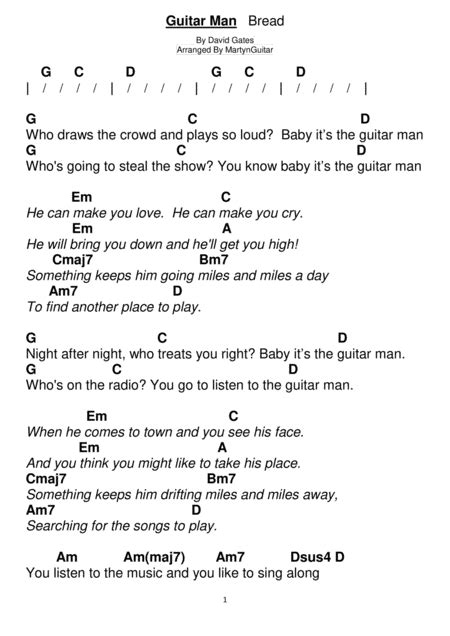 The Guitar Man (arr. MC Guitar) Sheet Music | Bread | Guitar Chords/Lyrics