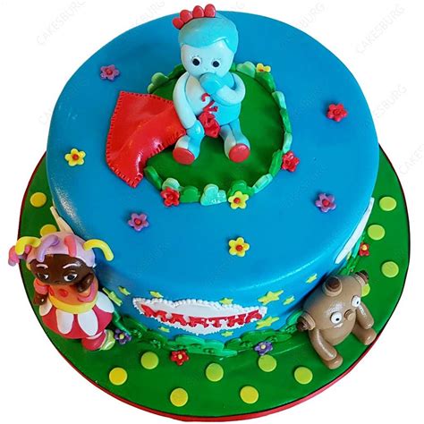 This cake with hand made models of Iggle Piggle, Upsy Daisy and Makka Pakka from the popular TV ...