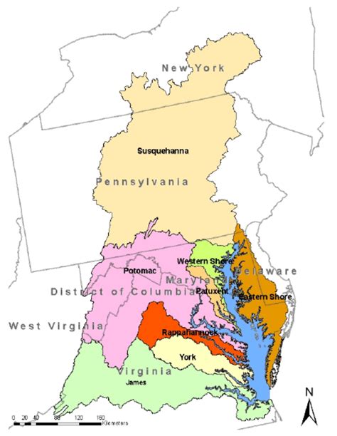 Large Map Of Chesapeake Bay Watershed