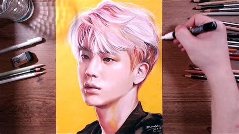 BTS : Jin - colored pencil drawing | drawholic | 그림 그리기, 김석진