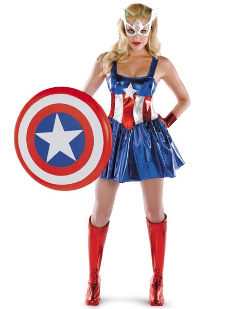 Captain America Sexy Superhero Fancy Deluxe Halloween Costume Womens (4-14) | eBay