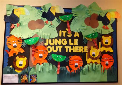 Jungle bulletin board!! | Jungle bulletin boards, Animal print classroom, Jungle theme classroom