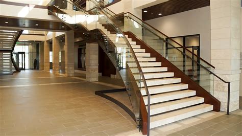 Glasshape Herriman City Hall Herriman Utah Stone Tread Stairway | Glasshape N.A. LP