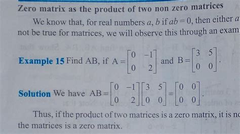 chapter 3 ,||zero matrix as the product of two non zero matrices ...