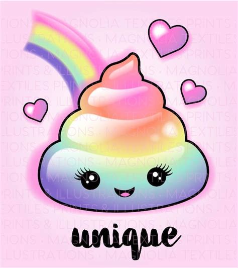 Rainbow Poop Emoji Unique Printable Emoji Artwork | Etsy