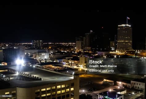 Downtown Corpus Christi Skyline At Night Stock Photo - Download Image ...