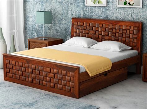 Woodway Sheesham Solid Wood Double Bed with Storage – WoodPeckerz Furniture