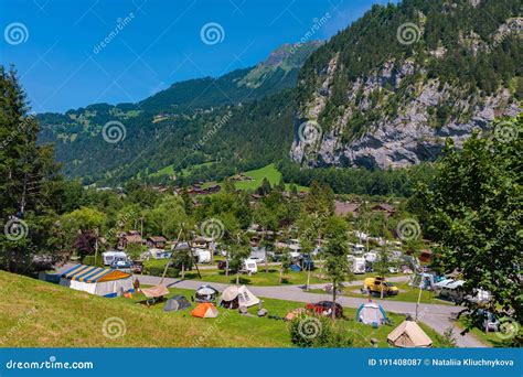 Switzerland.Camping in the Lauterbrunnen Valley Stock Image - Image of ...