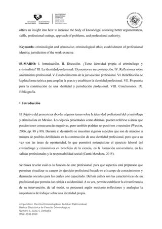 Construcción de la identidad profesional del criminólogo y criminalista en México | PDF