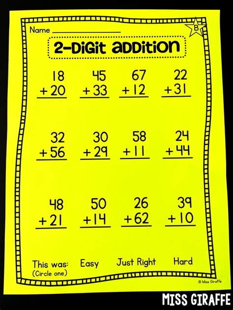 Miss Giraffes Class: 2 Digit Addition and Subtraction Without ... - Worksheets Library