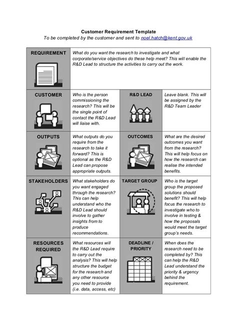 Customer Requirement template