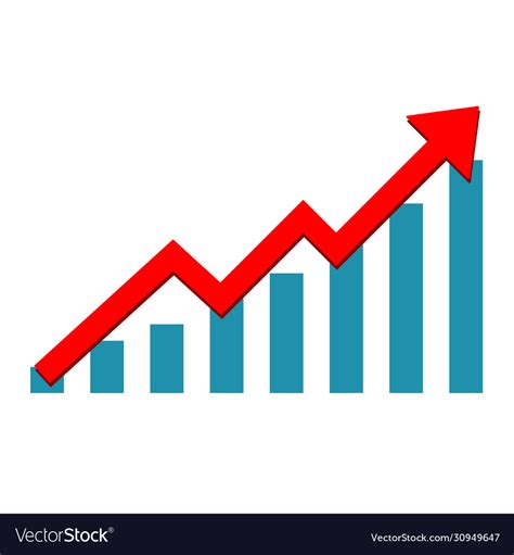 Growth diagram with red arrow going up Royalty Free Vector