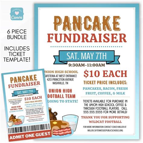 Editable Pancake/Flapjack Breakfast Fundraiser Event Bundle Includes Flyer/Sign/Poster Set with ...