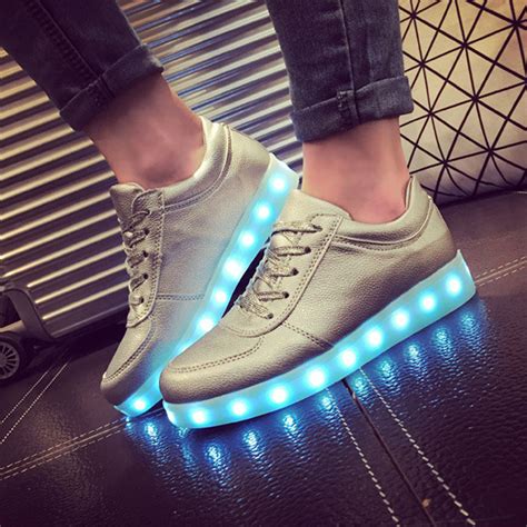 Unisex Cool Led Light Lace Up Luminous Flat Sneaker Shoes on Luulla