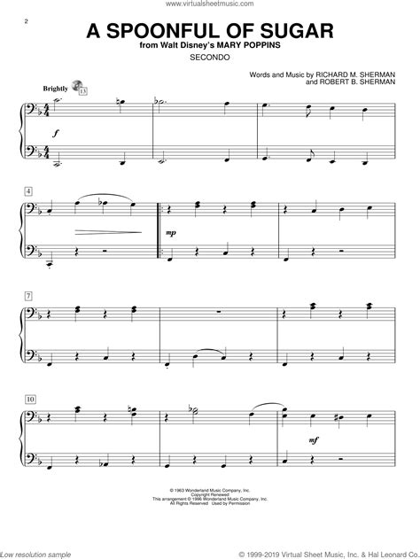 Brothers - A Spoonful Of Sugar sheet music for piano four hands Virtual ...