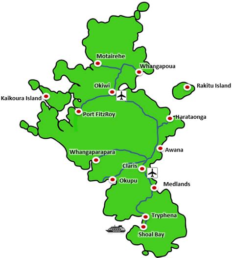 Map of Great Barrier Island, New Zealand