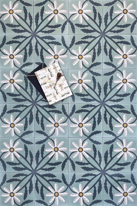 Montauk Daisy handmade cement tile - Grow House Grow