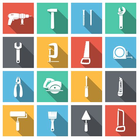 Tools Flat Icons Set 435157 Vector Art at Vecteezy