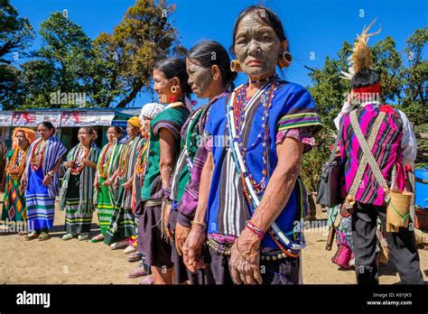 Myanmar (Burma), Chin State, Mindat, local festival with traditional ...