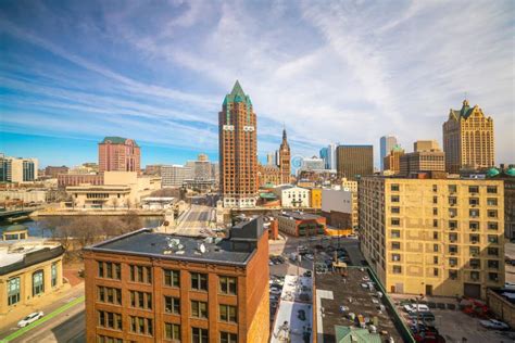 Downtown Skyline with Buildings in Milwaukee USA Stock Image - Image of ...