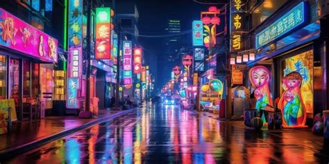 Premium Photo | Neon lights in the night of the city of Seoul in South ...