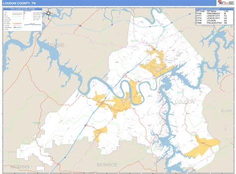 Loudon County, Tennessee Zip Code Wall Map | Maps.com.com