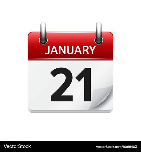 January 21 flat daily calendar icon date Vector Image