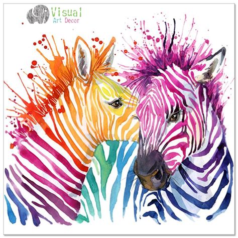 Animal Canvas Wall Art Modern Living Room Wall Decals Colorful Zebra Artwork Prints for Wall ...