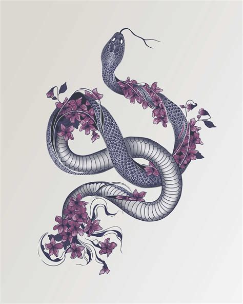 Floral Snake | 刺青 デザイン, スケッチ, 黒の壁紙